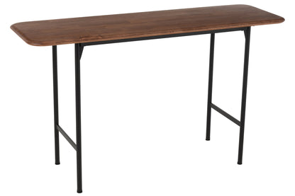 Consoletafel Neo – rubberhout en staal, naturel/zwart, 140 cm