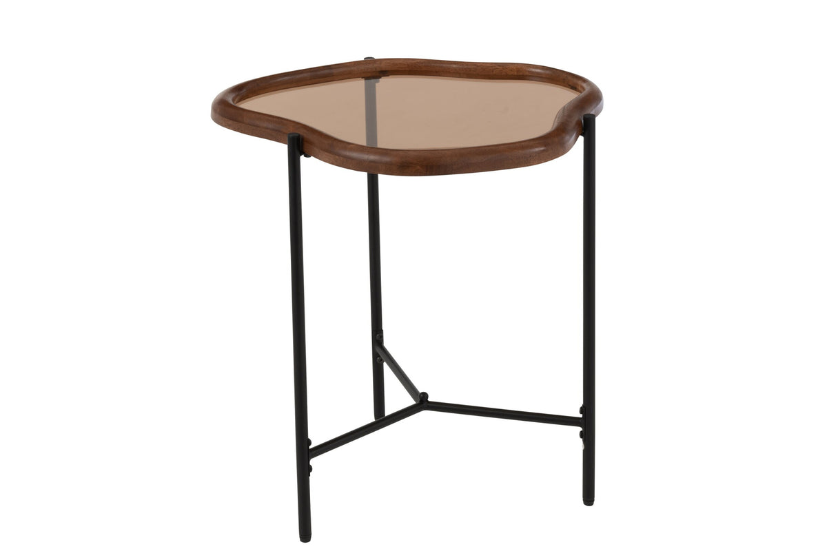 Bijzettafel Zir – glas en staal, multicolour, 50x45x55 cm