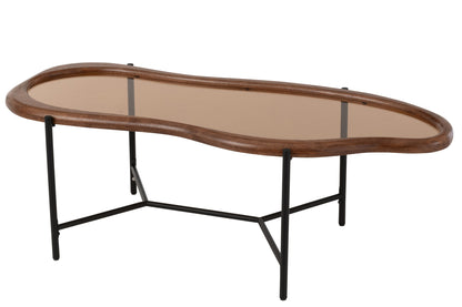 Salontafel Zig – glas en staal, multicolour, 118x48x40 cm