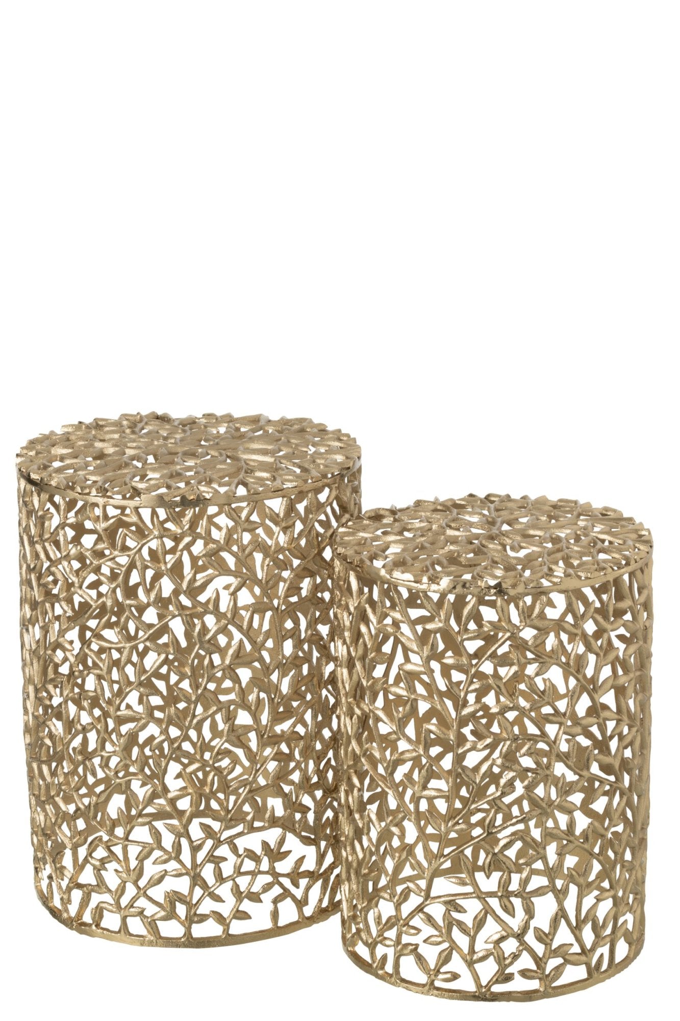 Bijzettafels aluminium – goudkleurig, set van 2, 38x38x50 cm