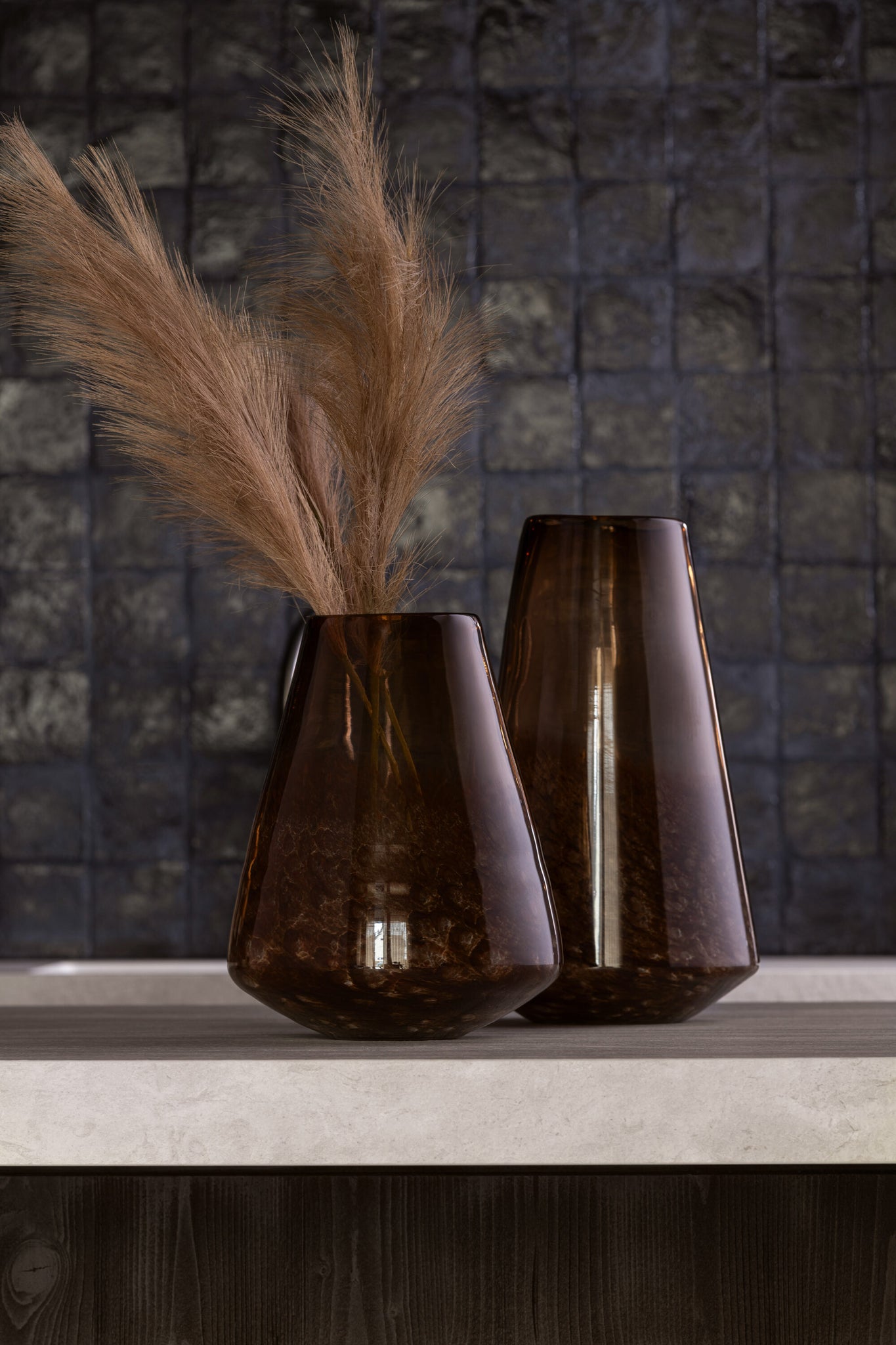 Vase Cone Glass Dark Brown Large