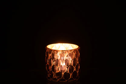 Tealight Holder Cylinder Mosaic Glass Fuchsia