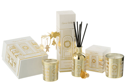 Scented Candle Carousel Surprise Window Wax White/Gold Colored