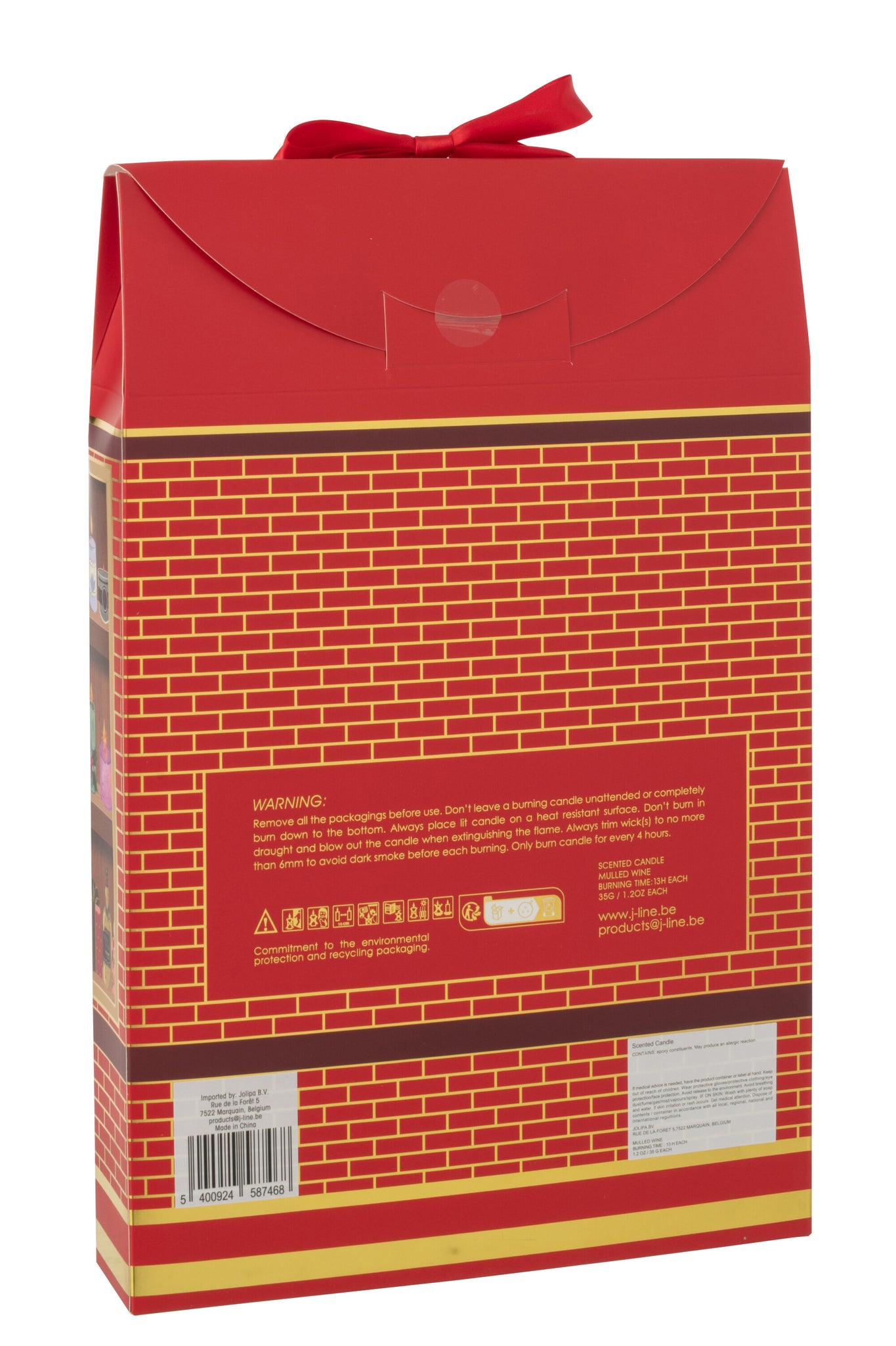 Scented Candle 12 Candles Surprise Window Wax Coral Red/Multicolored