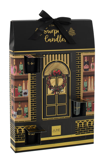 Scented Candle 12 Candles Surprise Window Wax Black/Multicolored