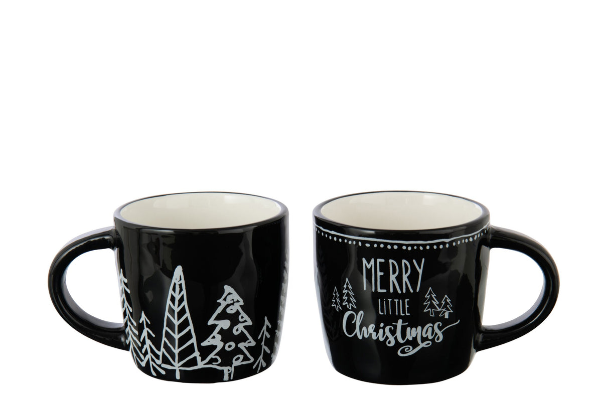 Kerstmok dolomiet – set van 2, zwart en wit, 13,5 x 9,8 x 9 cm