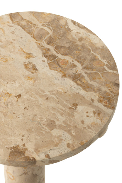 Side Table Round Marble Beige