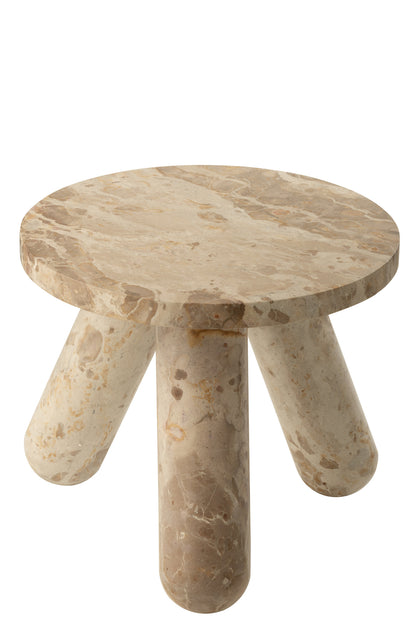 Side Table Round Marble Beige