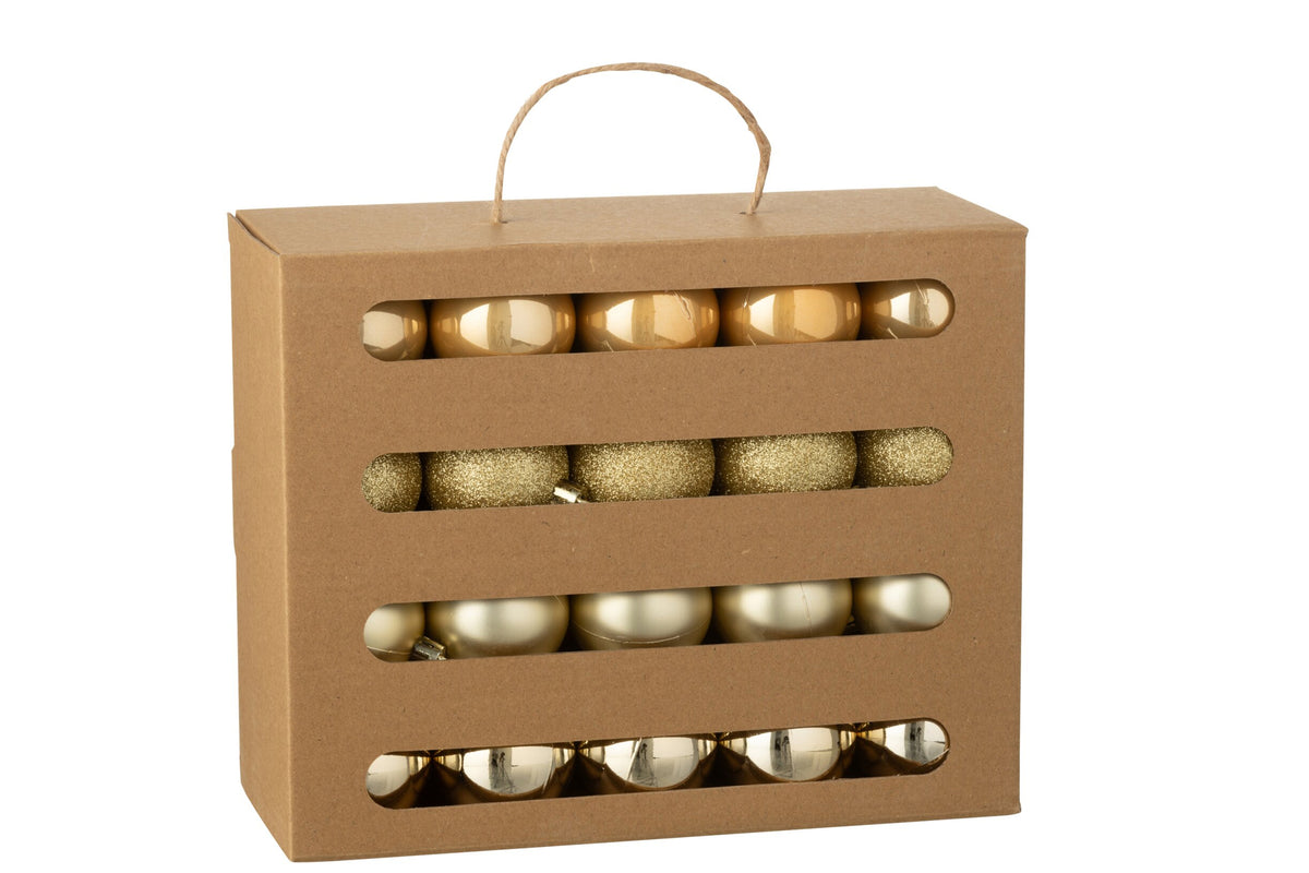 Kerstballen doos van 40 – kunststof, goud