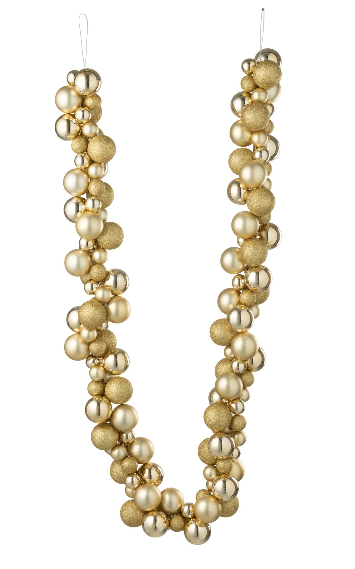 Slinger met kerstballen – kunststof, goud, 160 cm