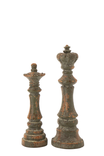 Schachfiguren antik, Outdoor, Magnesium, Dunkelgrün, 2er-Sortiment