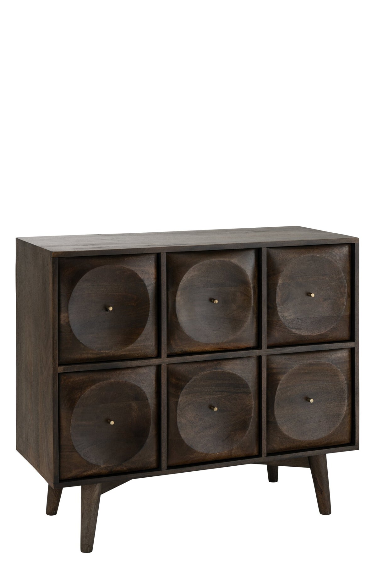 Kommode Kreis-Design Holz Dunkelbraun