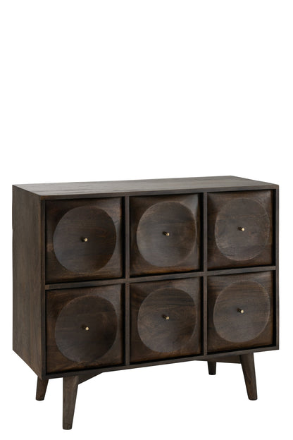 Kommode Kreis-Design Holz Dunkelbraun
