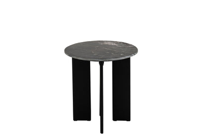 Bijzettafel Mathilde – marmer en mangohout, zwart, 50x50x50 cm