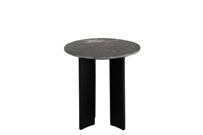 Bijzettafel Mathilde – marmer en mangohout, zwart, 50x50x50 cm