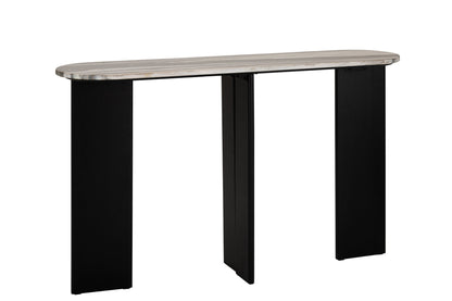Consoletafel Mathilde – marmer en mangohout, zwart, 140×35×81 cm
