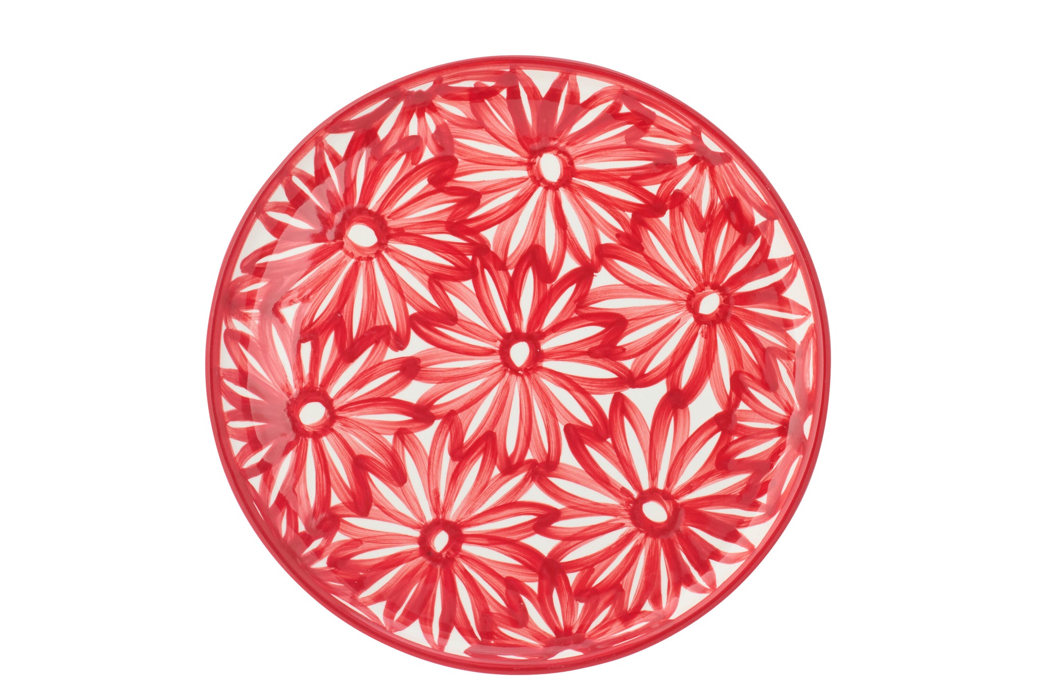 Plate Flowers Ceramic Red