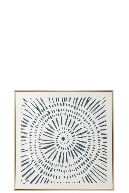 Wandpaneel Circle – grenenhout, wit/blauw, 80x80 cm