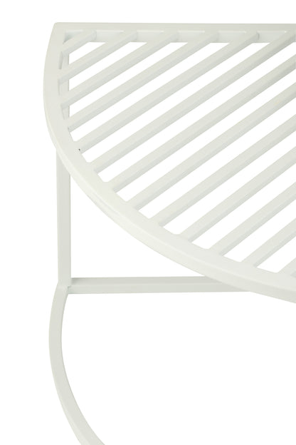 Set Of 2 Side Table Outdoor Round Metal White