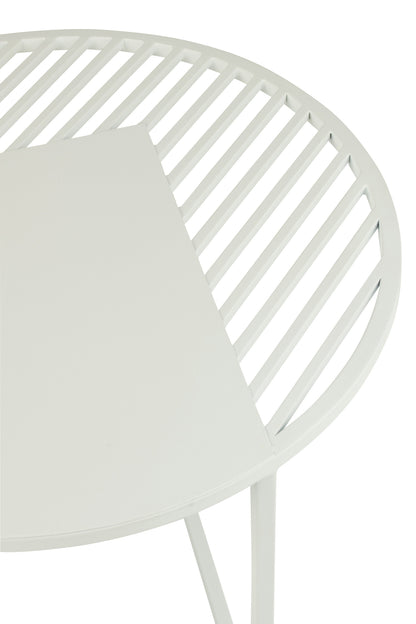 Set Of 2 Side Table Outdoor Round Metal White
