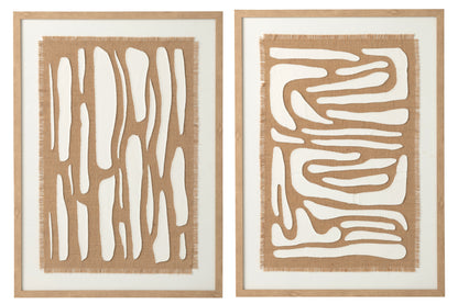 Painting Striped Mdf White/Natural Assortment Of 2