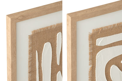 Painting Striped Mdf White/Natural Assortment Of 2