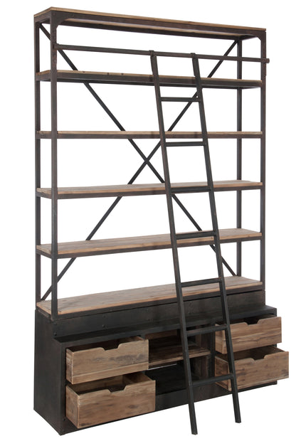 Rack+Ladder 4Shelves Wood/Metal Natural/Brown 160X45x243cm