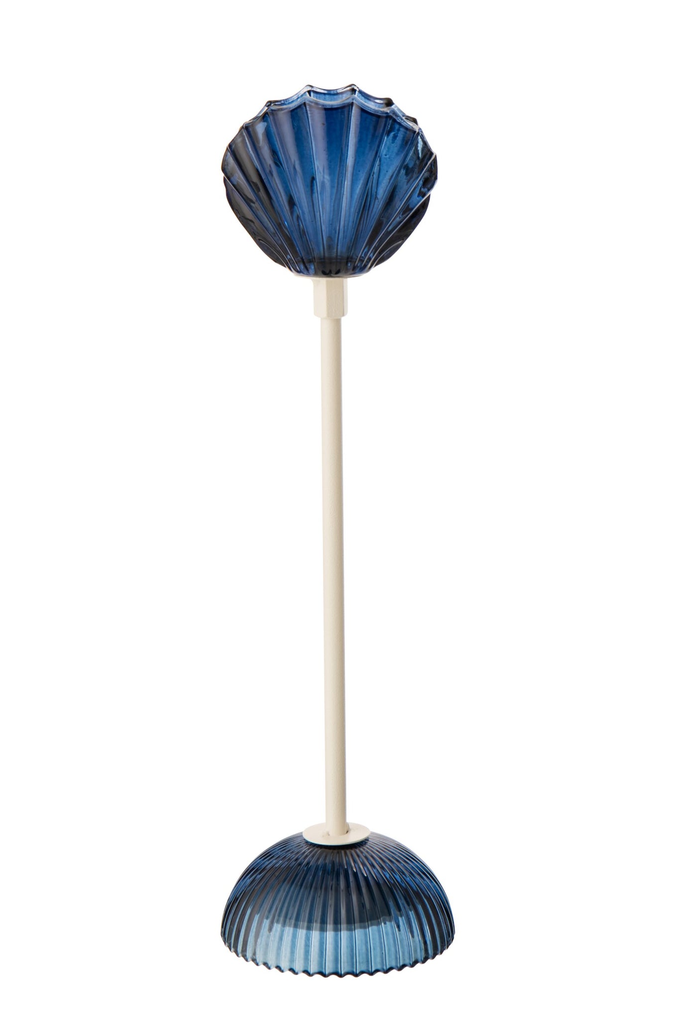 Tafellamp Led Shell – ijzer/glas, blauw/wit, medium 9,5x9,5x37 cm