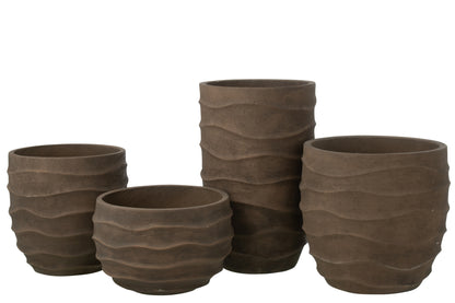 Blumentopf Waves + Outdoor Sand Dunkelbraun Extra Groß