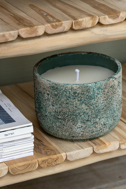 Outdoor Candle 31H Round Paraffin Turquoise Medium