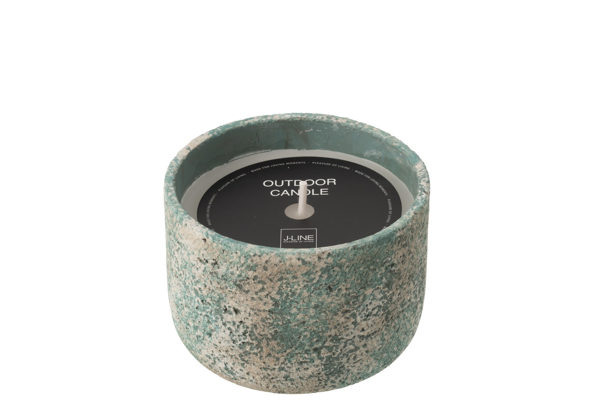 Outdoor Candle 31H Round Paraffin Turquoise Medium