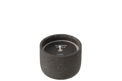 Outdoor Candle 16H Round Paraffin Dark Grey Small