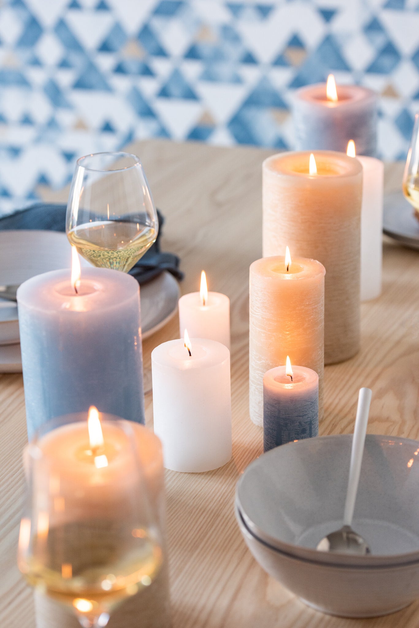 Cylinder Candle Aqua L -72H
