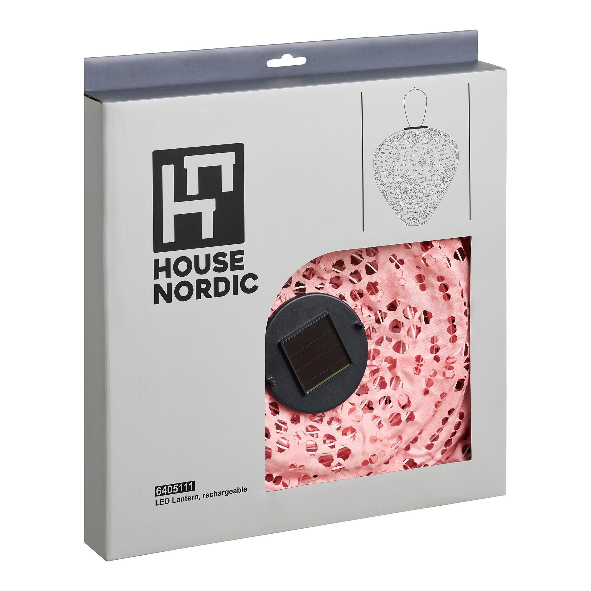 Greatham LED Lantern - Lantern, rechargeable with integrated solar panel, rose