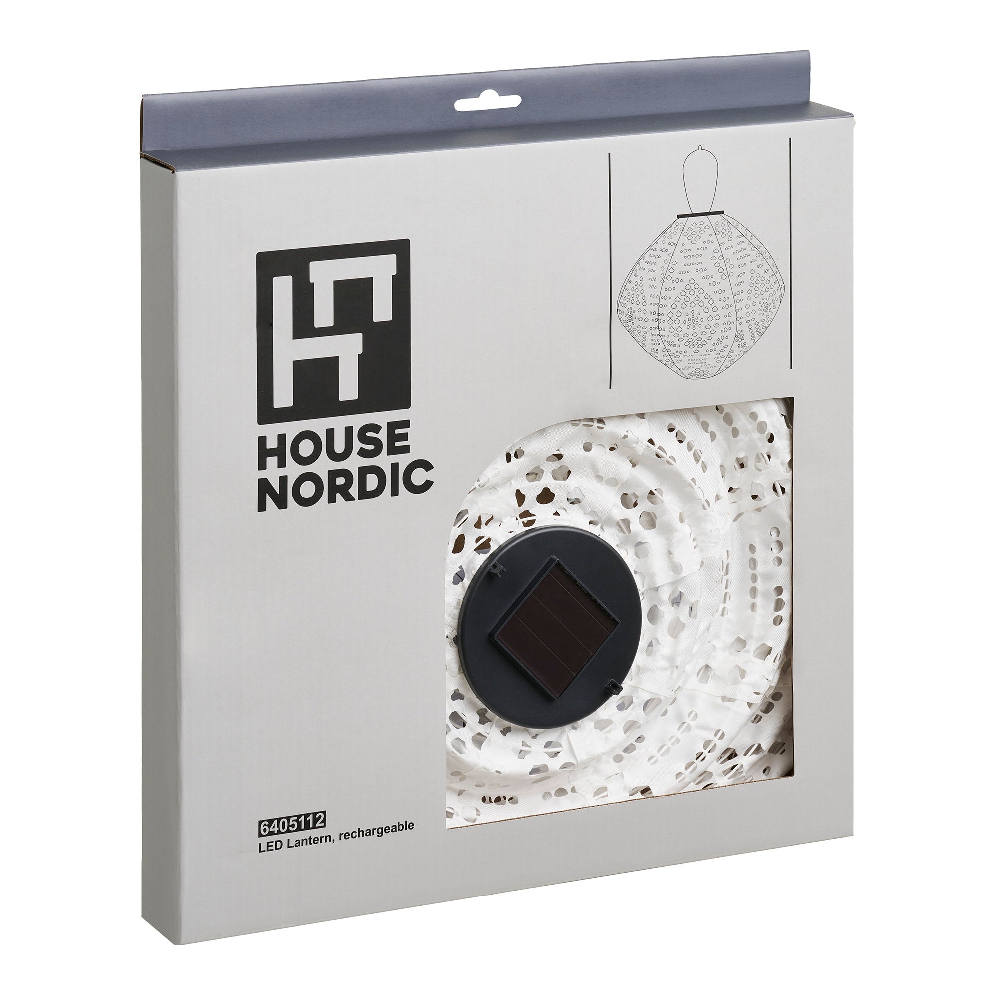 Harwood LED Lantern - Lantern, rechargeable with integrated solar panel, white