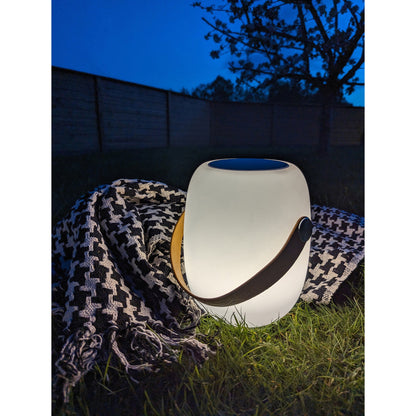 Cardiff LED Lampe – Lampe mit Gurt, Bluetooth-Lautsprecher, wiederaufladbar, weiß