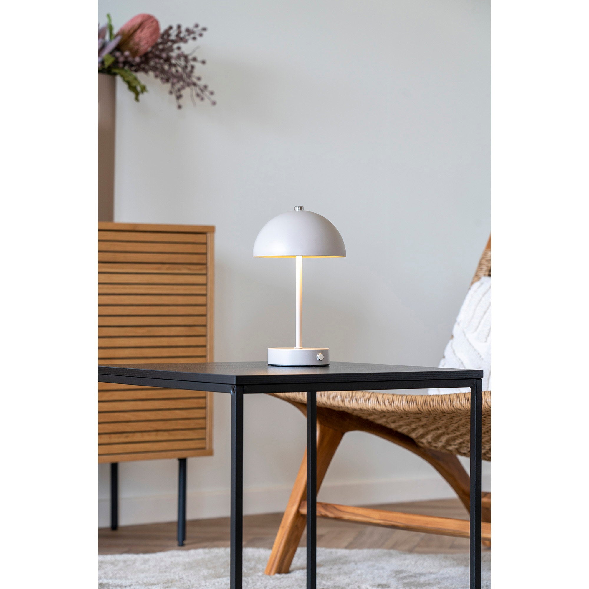 Holt Table Lamp - Table lamp, rechargeable, metal, sand/steel
