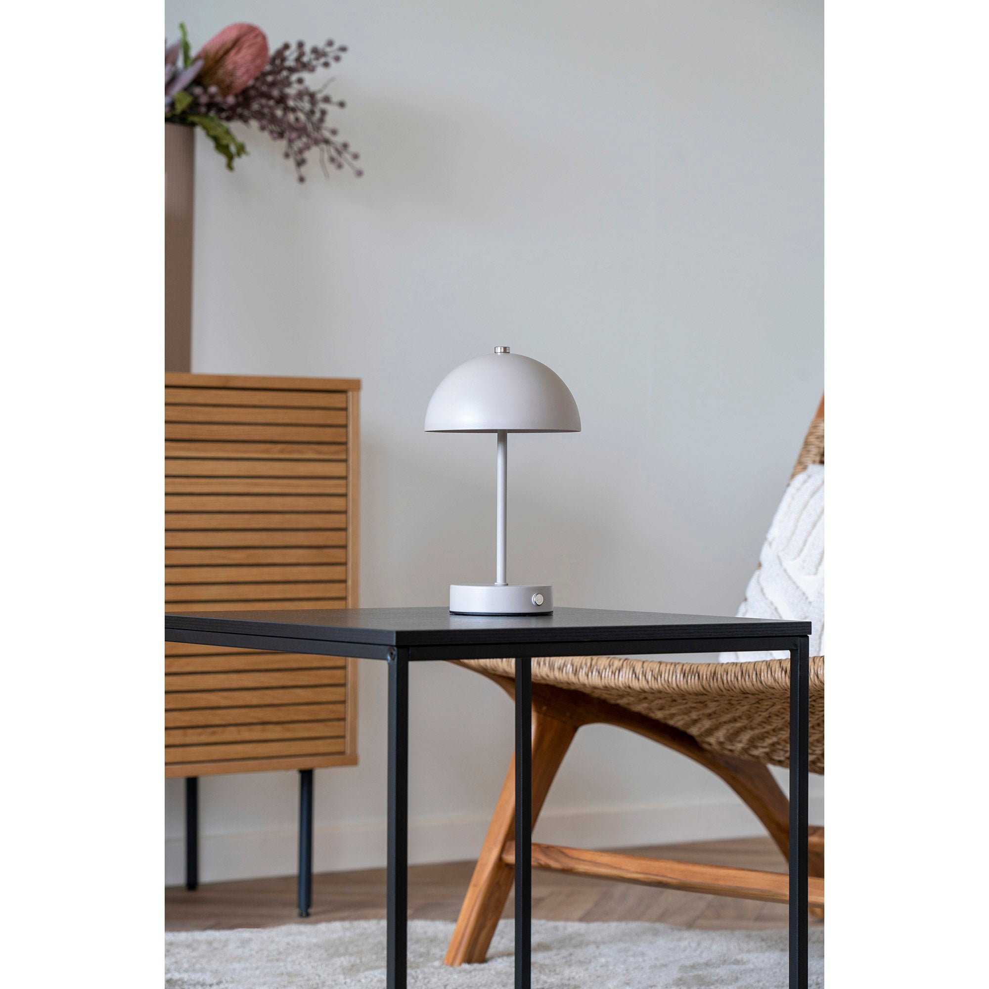 Holt Table Lamp - Table lamp, rechargeable, metal, sand/steel