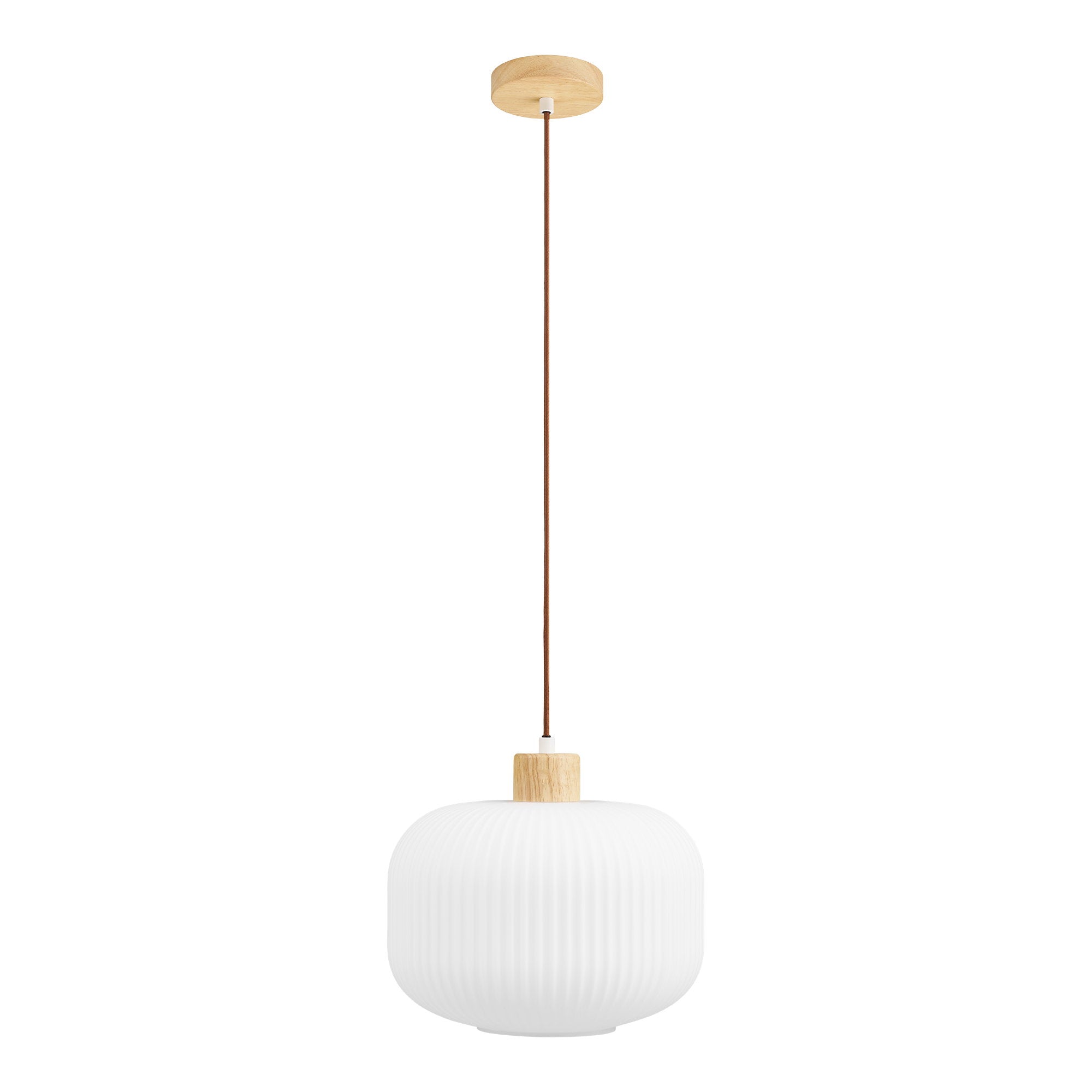 Argalo Pendant - Pendant, glass/wood, white ø30 cm