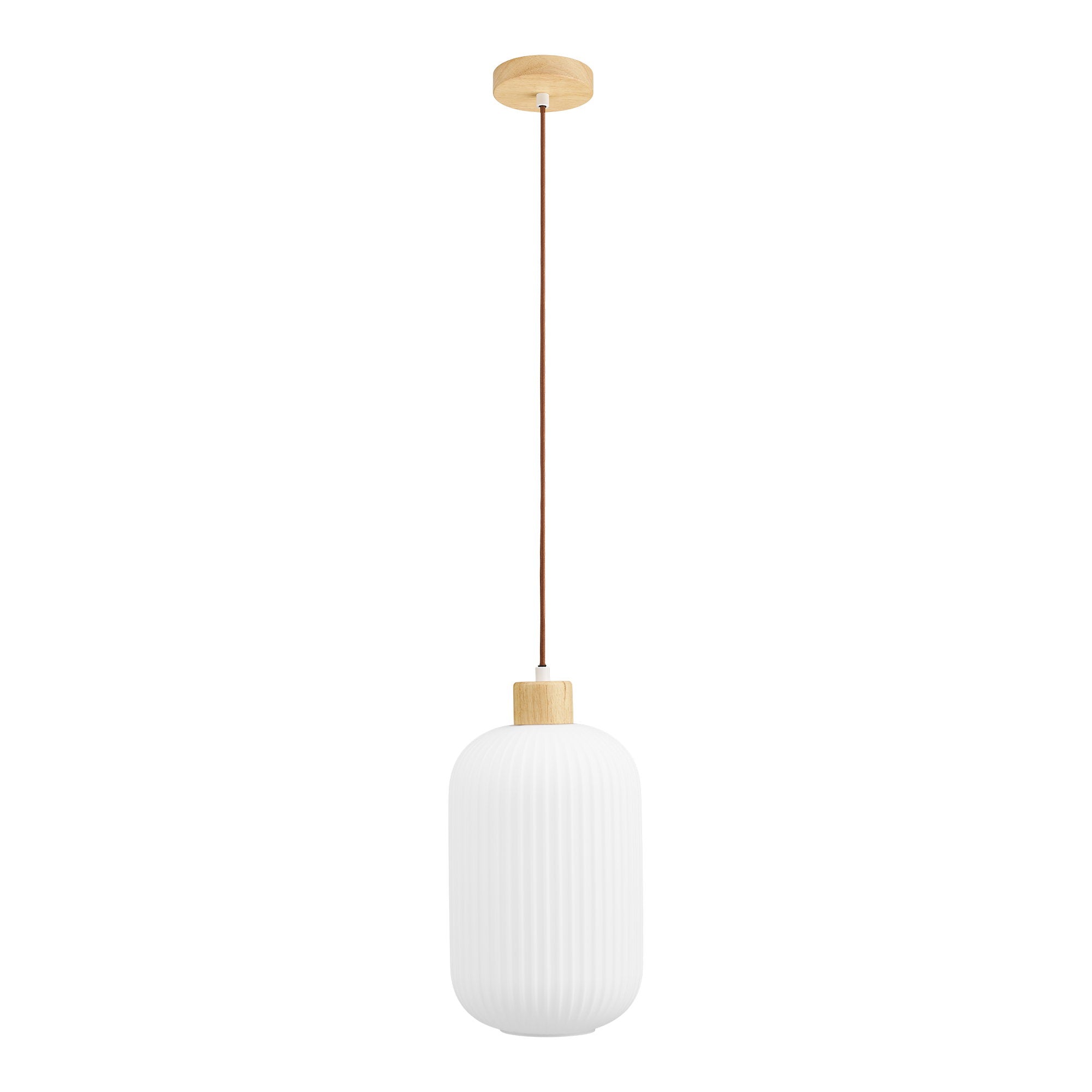 Argalo Pendant - Pendant, glass/wood, white ø20 cm