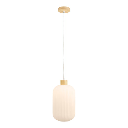Argalo Pendant - Pendant, glass/wood, white ø20 cm