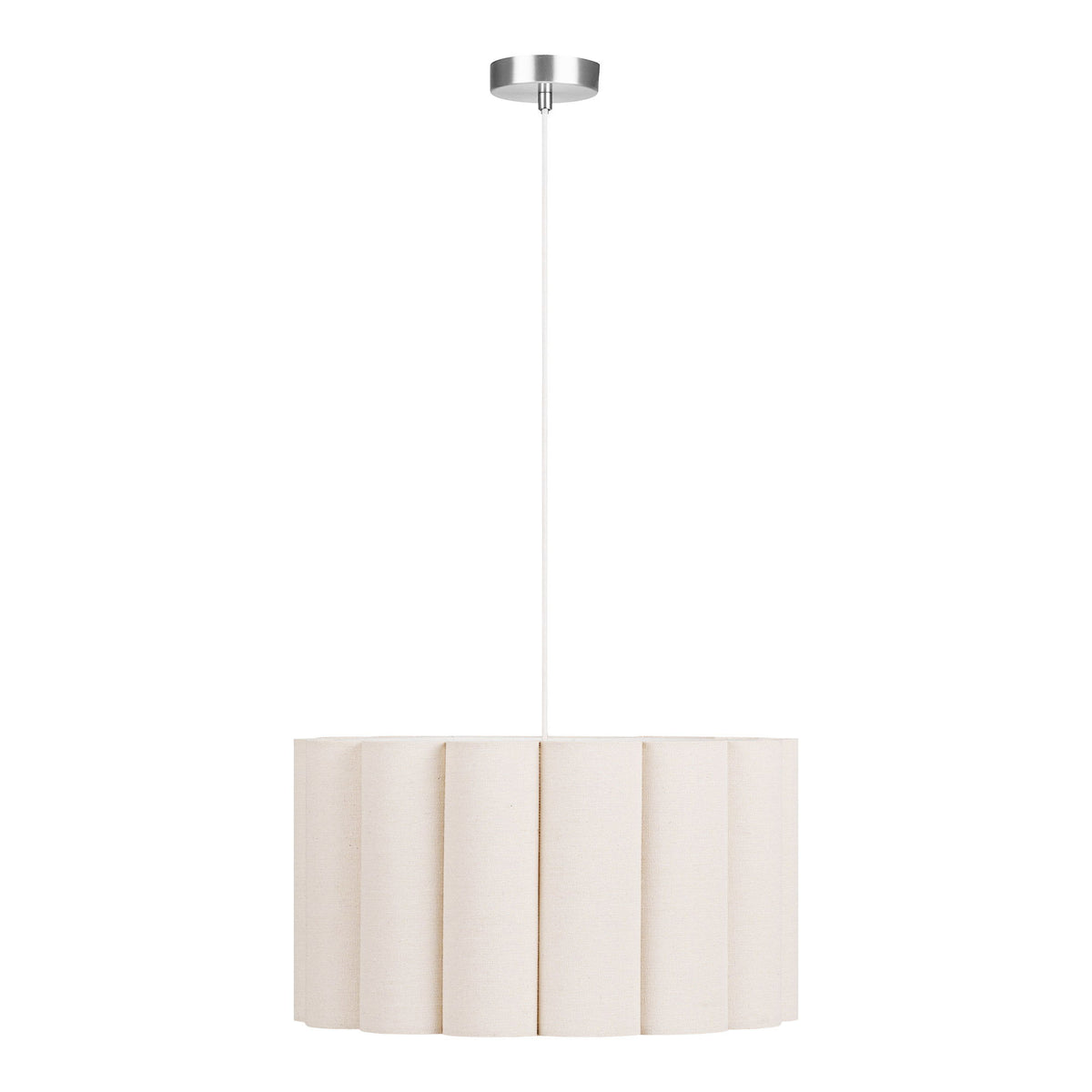 Hanglamp Watton – staal en linnen, grijs/beige, ø45×25 cm