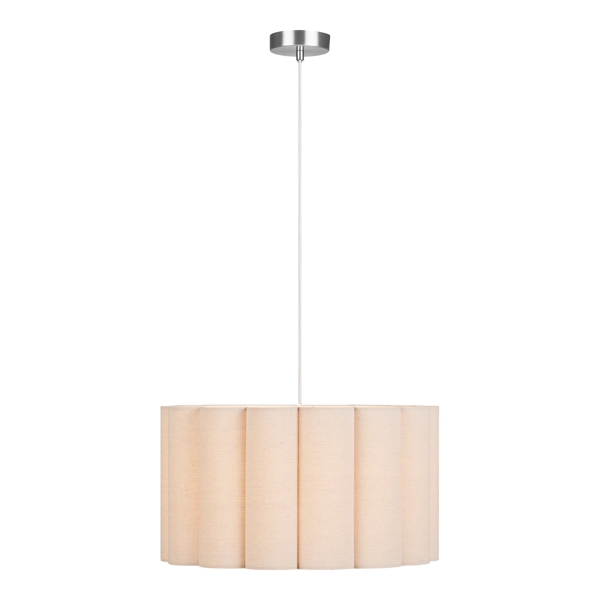 Hanglamp Watton – staal en linnen, grijs/beige, ø45×25 cm