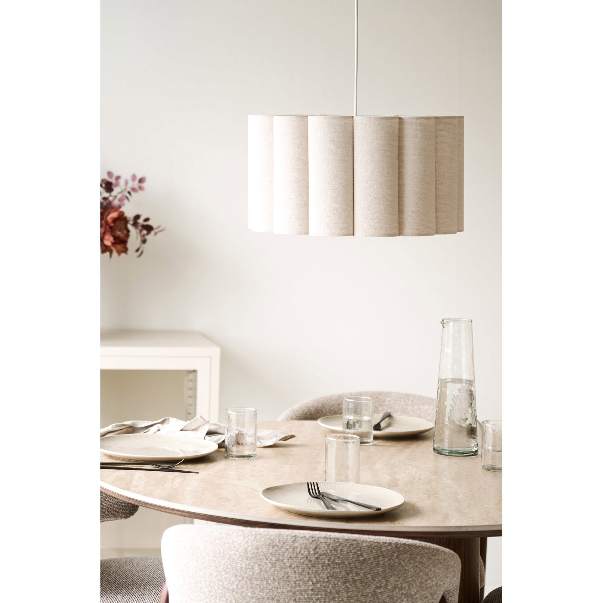 Hanglamp Watton – staal en linnen, grijs/beige, ø45×25 cm