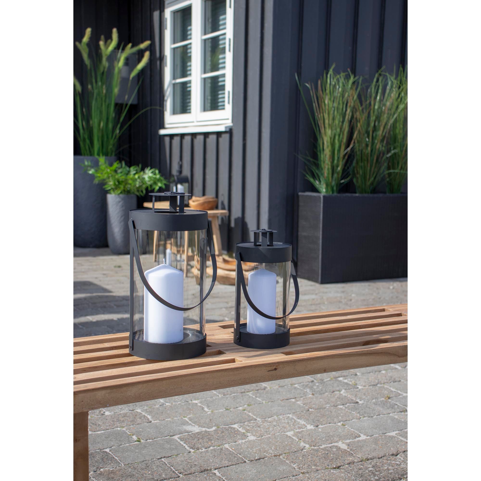Bondi Lanterns - Lanterns, steel/glass, black set of 2