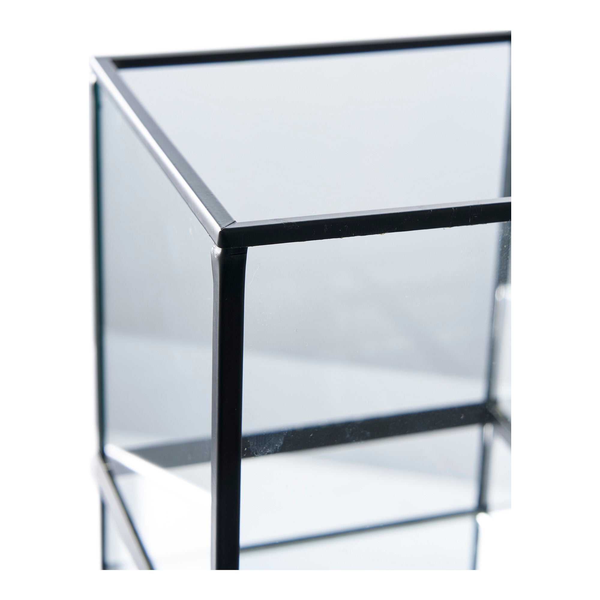Hurricane Candle Holder - Candle Holder, metal/glass, black 12x15 cm.