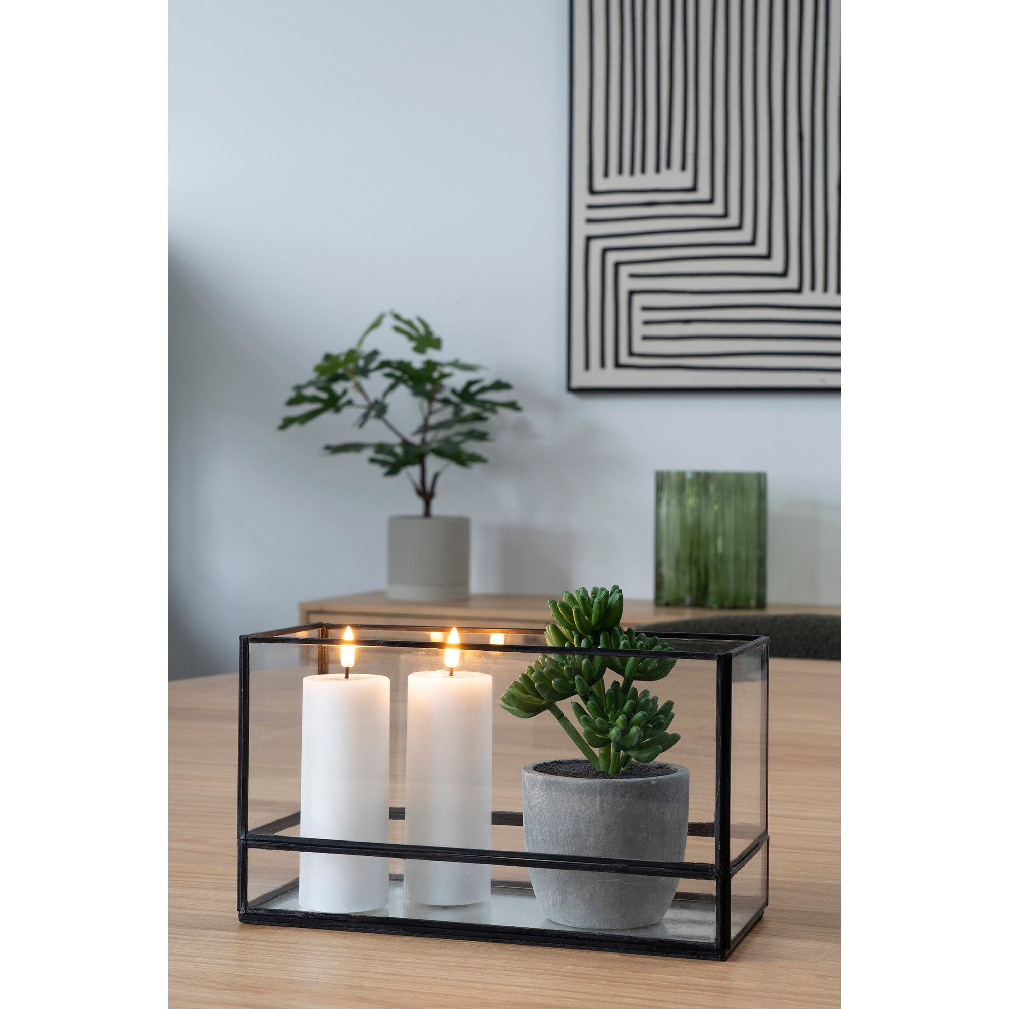 Hurricane Candle Holder - Hurricane Candle Holder, metal/glass, black 30x12x15 cm