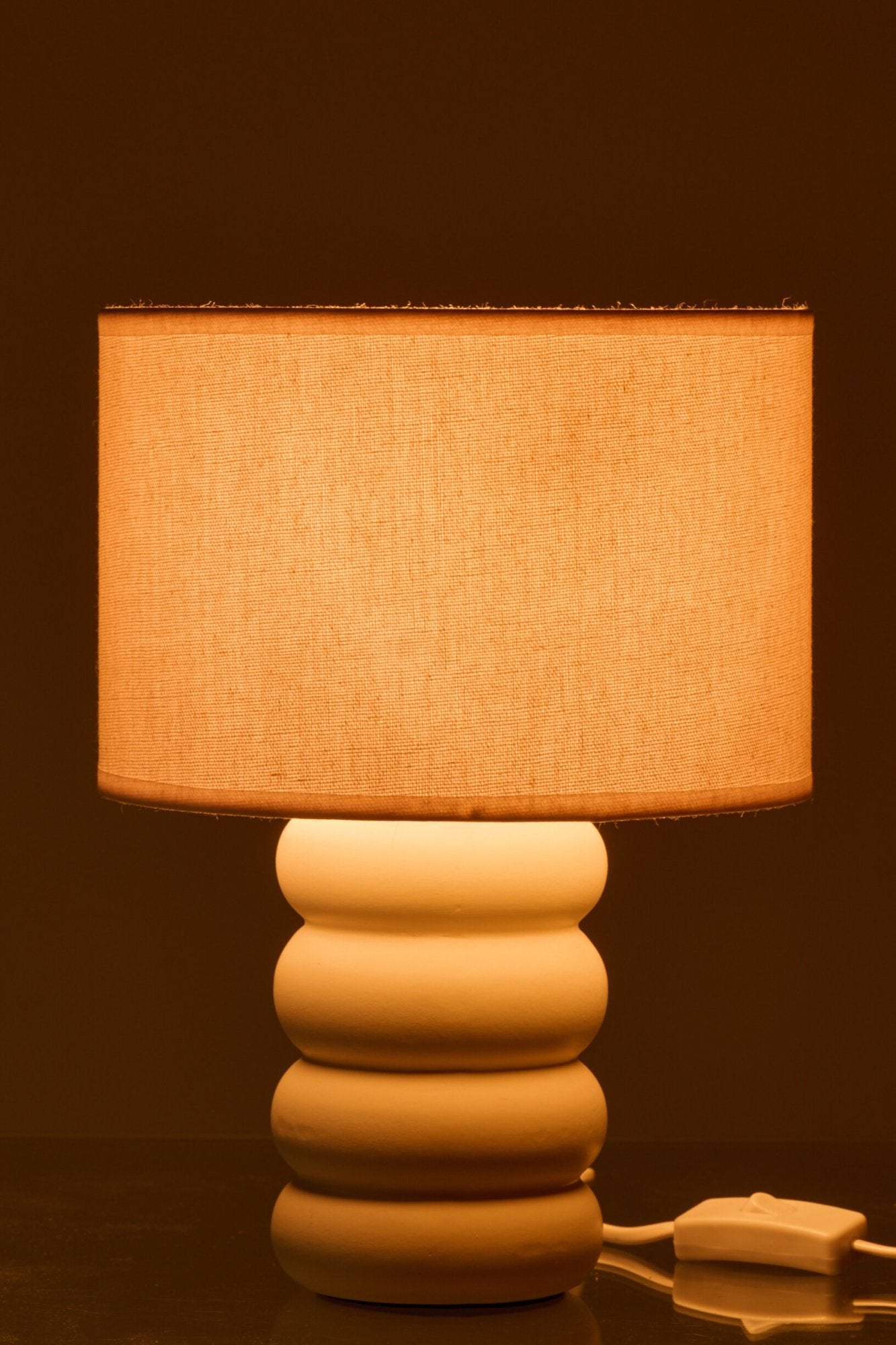 Tafellamp Eva – keramiek/linnen, wit, 22x22x31 cm