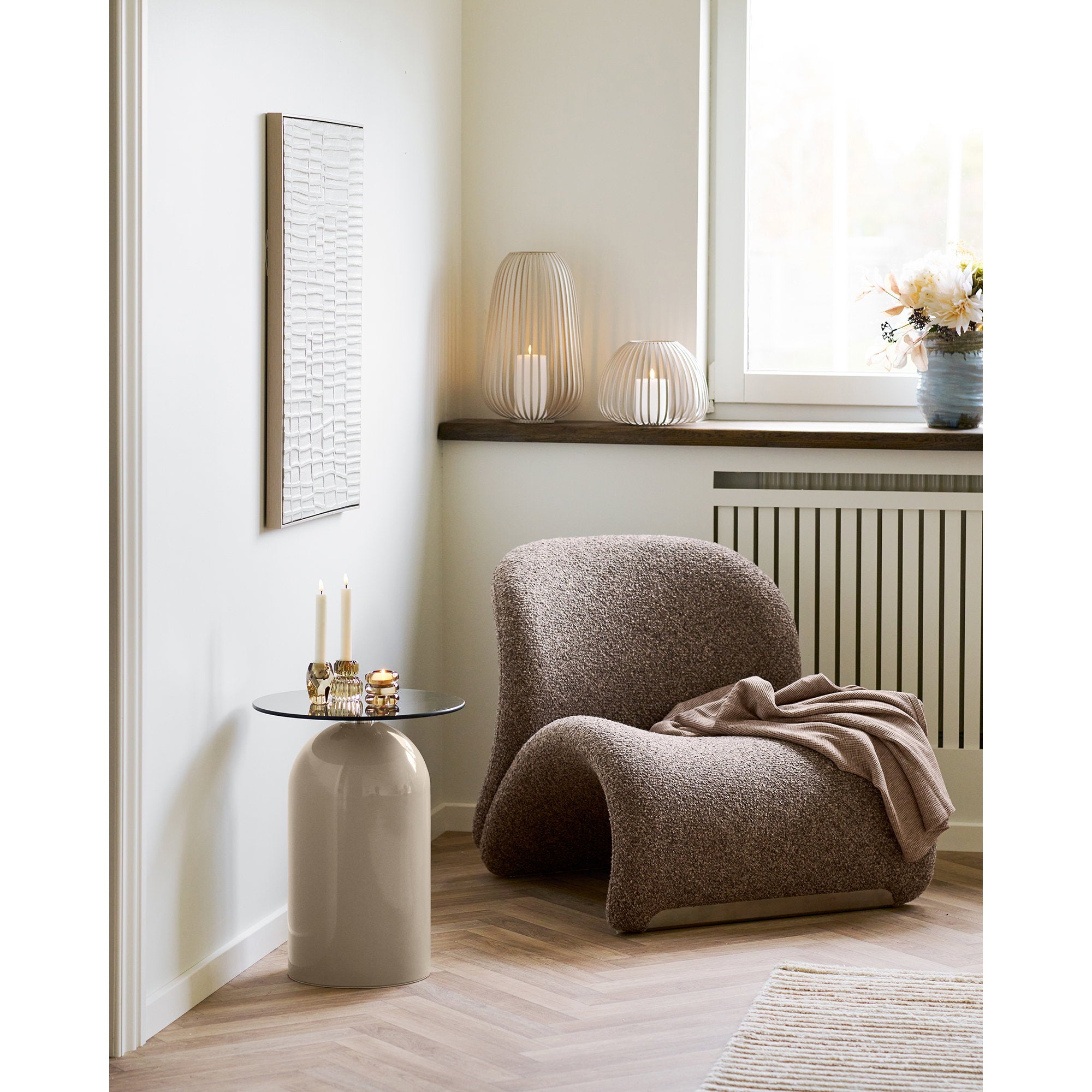 Stoense Laterne – Laterne, Metall, beige ø24,5x40 cm