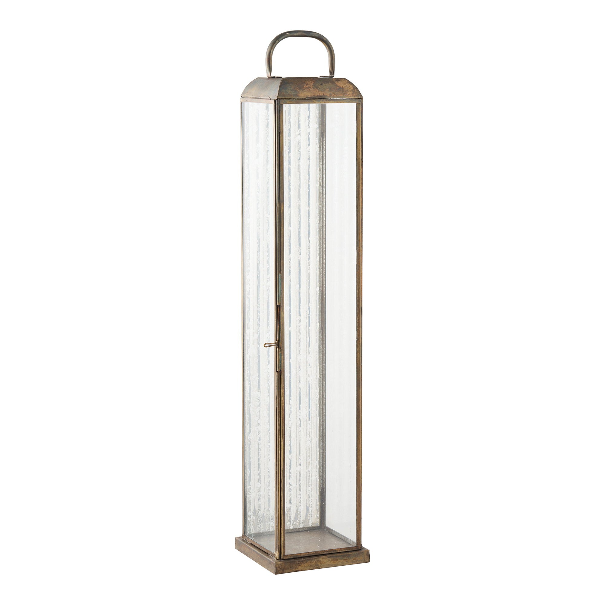Herslev Laterne – Glas/Metall, Antik-Messing-Optik, 12×12×60 cm